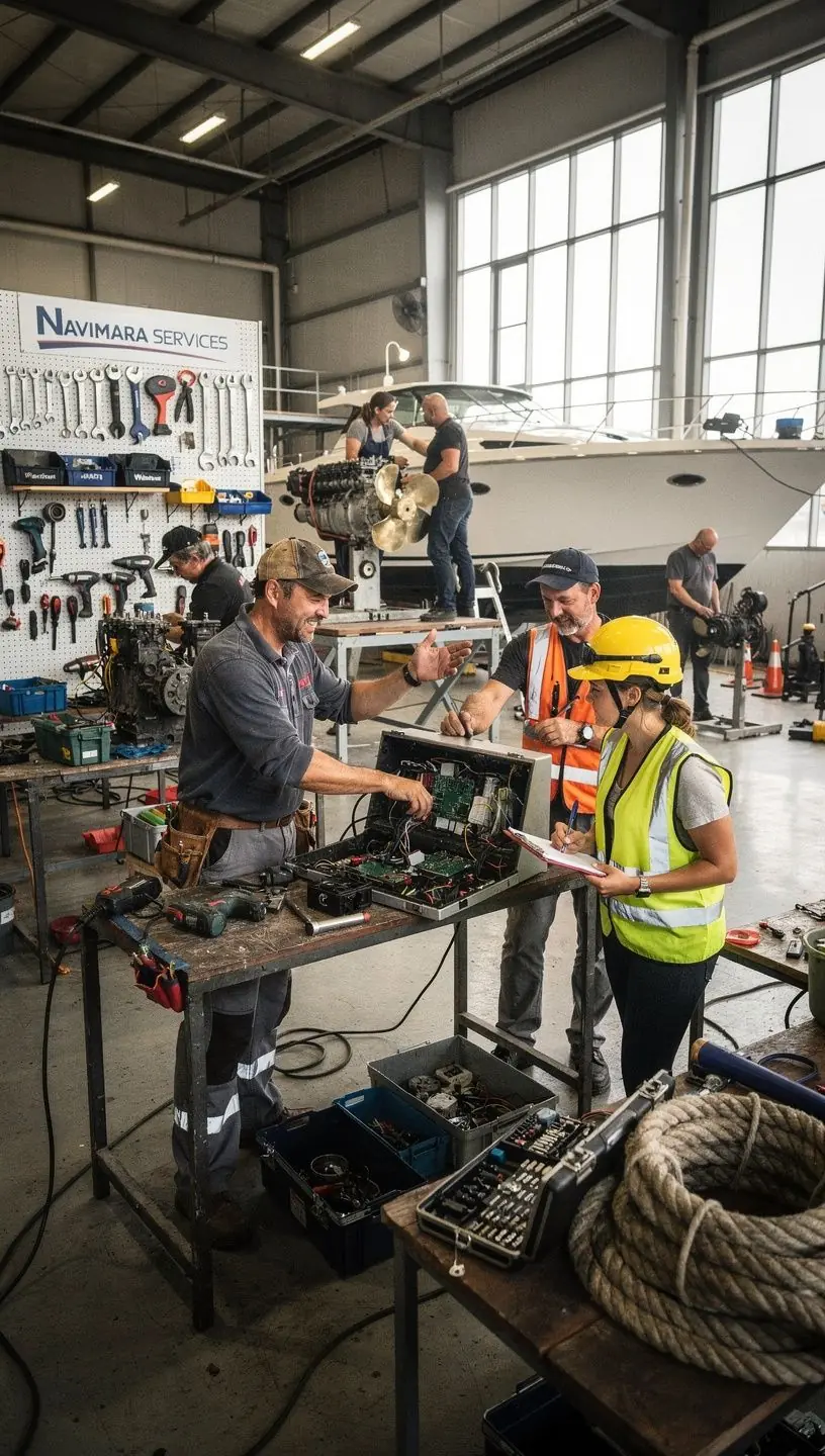 Jahtas korpusa pārbaude profesionāla servisa laikā